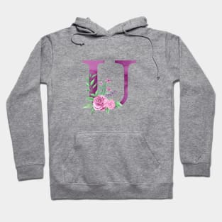 Floral Monogram U Beautiful Rose Bouquet Hoodie